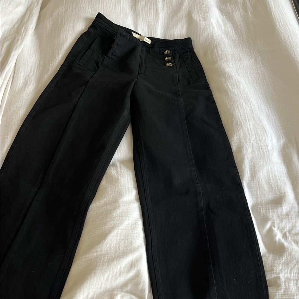 Size 26 high rise wide leg black denim by seventy and mochi